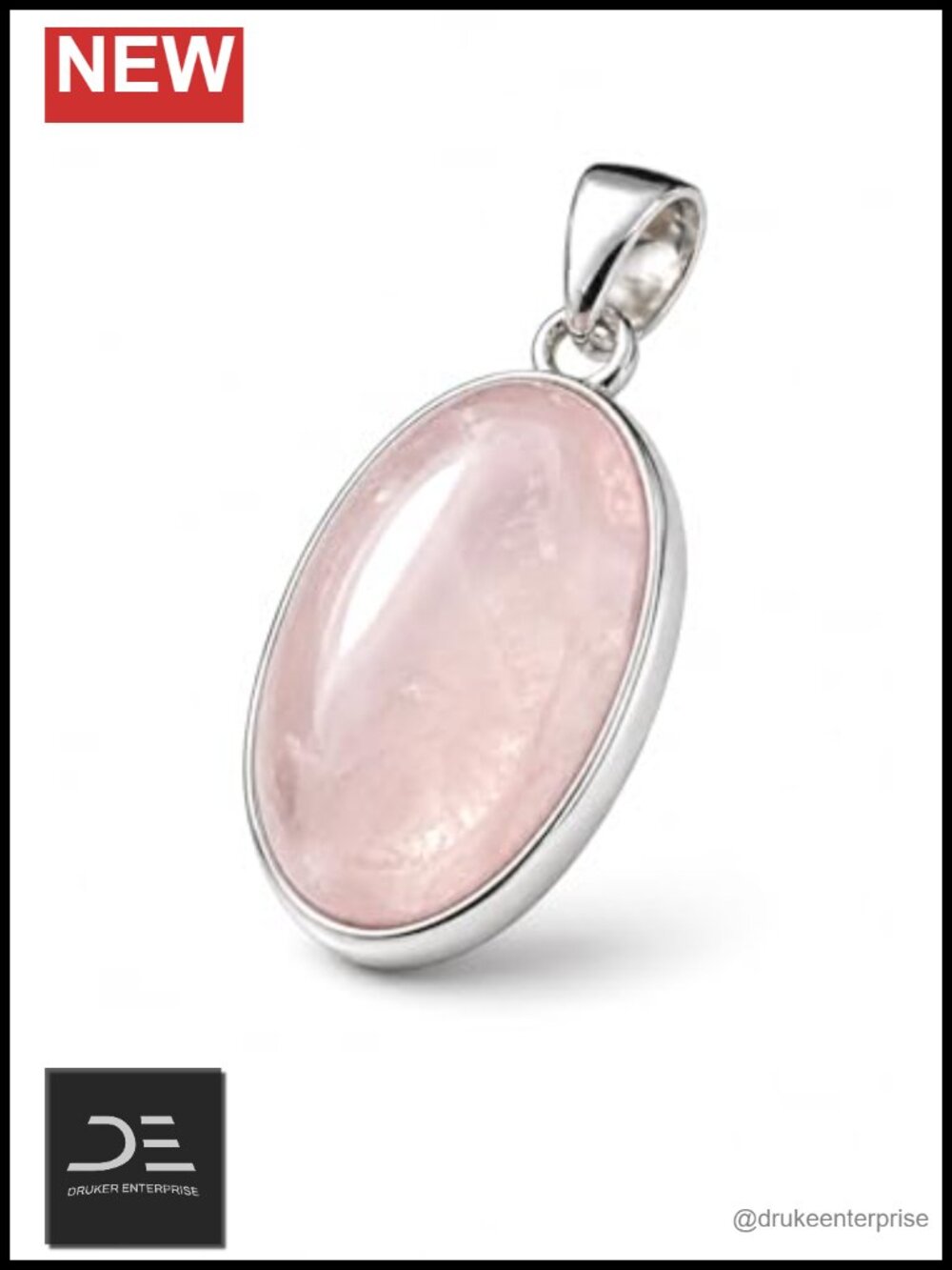 925 Sterling Silver Rose Quartz Pendant Necklace Healing Spiritual Jewelry for